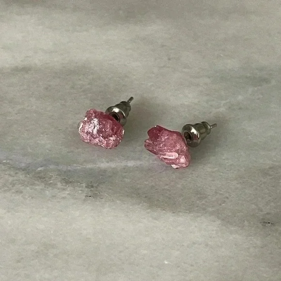 Raw Fuchsia Tourmaline Stud Earrings - Picture 3 of 8